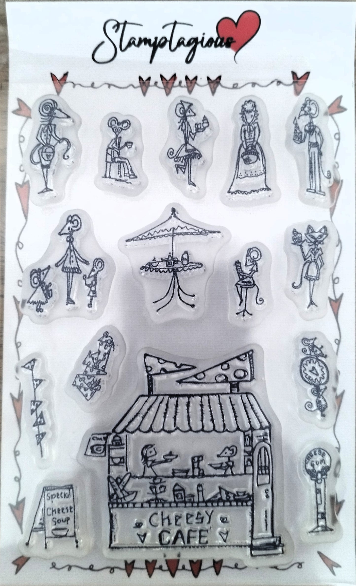 Clear Polymer Stamp Set Stamptagious Mouse Town Chessy Cafe A6 Stamp