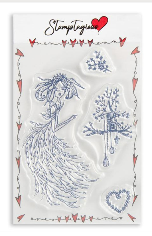 Clear Polymer  Stamptagious Pixie Meadow A6 Stamp Pixie Queen