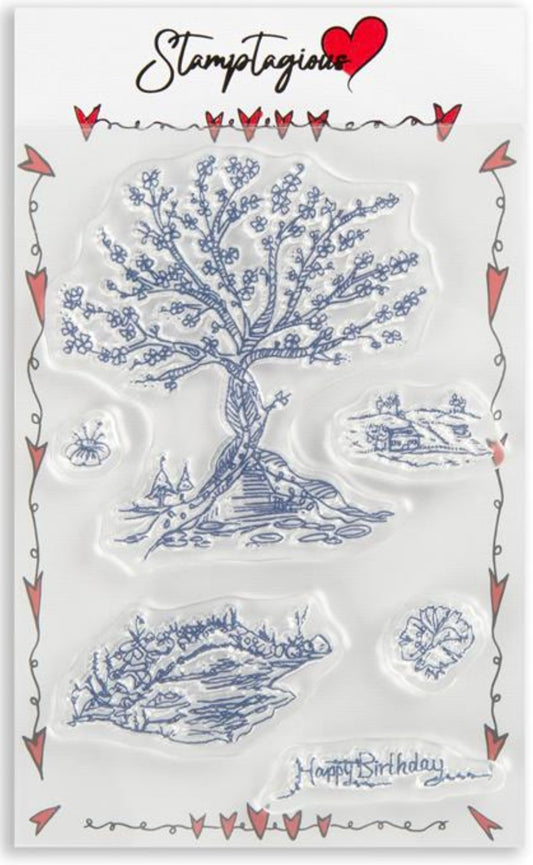 Clear Polymer  Stamptagious Pixie Meadow A6 Stamp  Blossom Hill