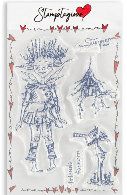 Clear Polymer  Stamptagious Pixie Meadow A6 Stamp Pixie Alfie