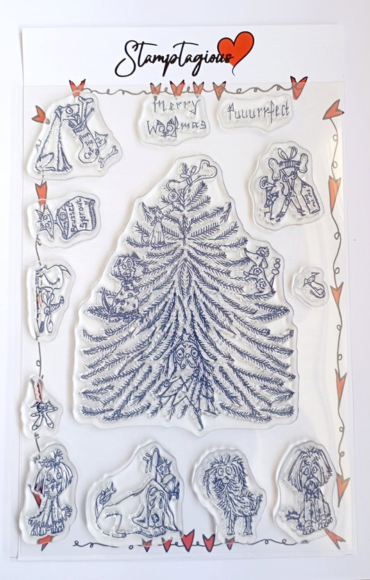 Clear Polymer  Stamp set  Merry Woofmas A5