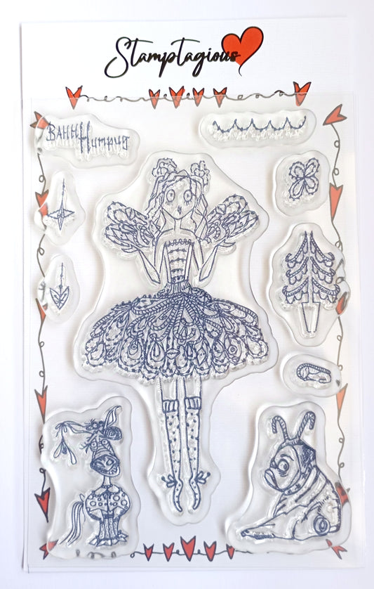 Clear Polymer Stamps  Stamptagious A6 Stamp Set  - Bahhh Humpug