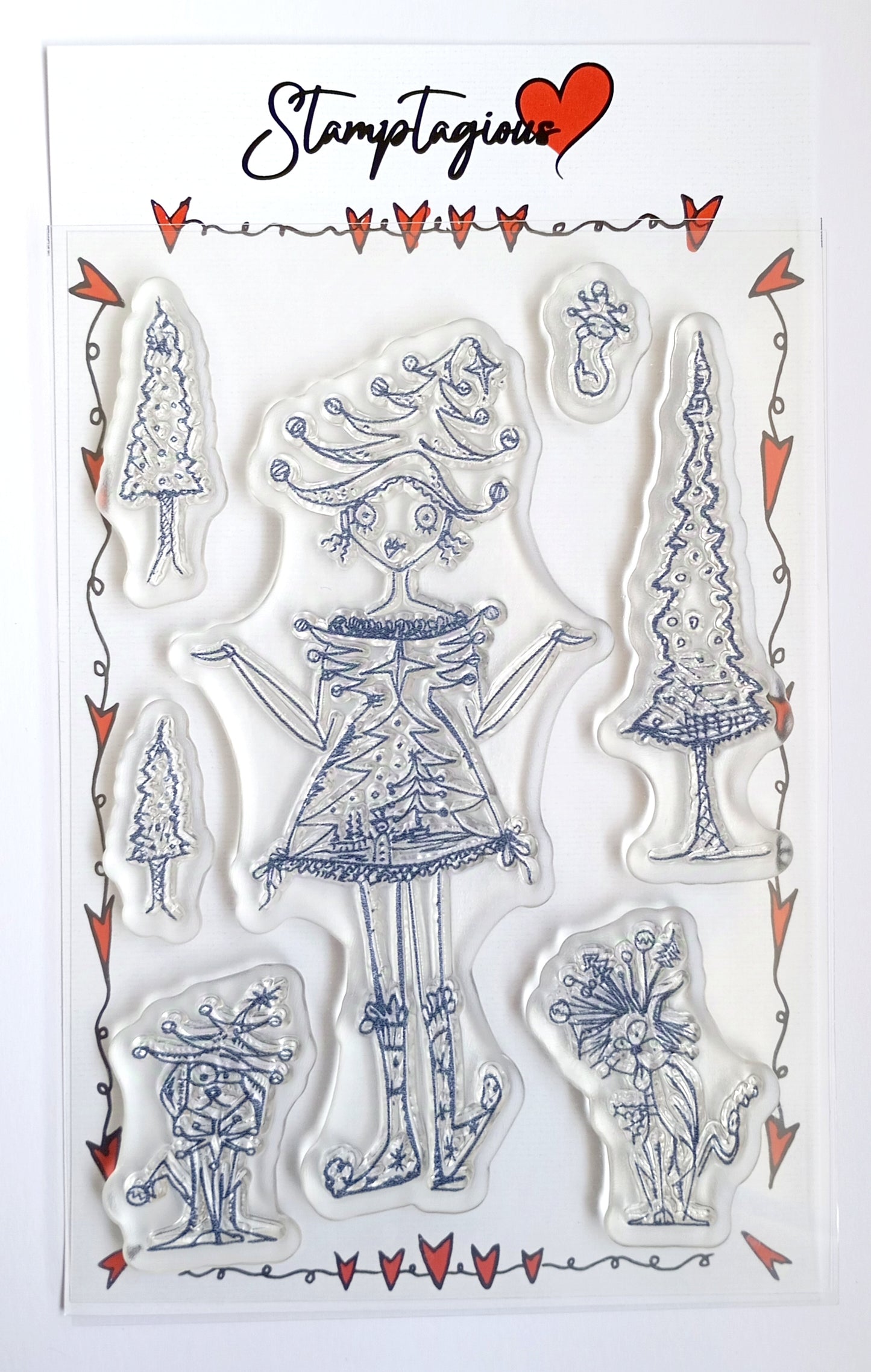 Clear Polymer Stamps  Stamptagious A6 Stamp Set  -  Christmas Tree cutie