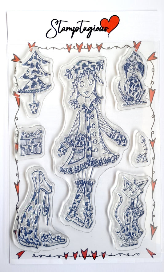 Clear Polymer Stamps  Stamptagious A6 Stamp Set  -  Dalmation Christmas